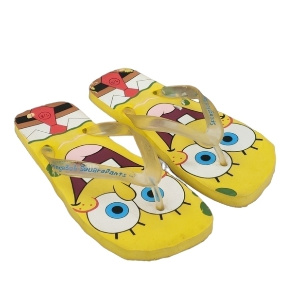 SpongeBob SquarePants Y2K flip flop flats sandals shoes sz 7/8 - Picture 1 of 8
